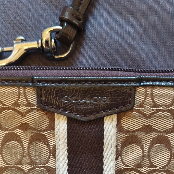 Coach Brown and Tan Wristlet with Signature Pattern - Picture 2 of 7